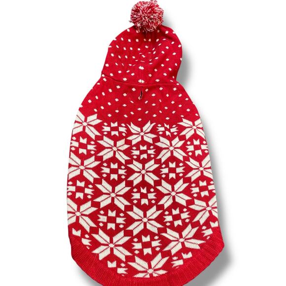 Blueberry Pet Dog Sz XL Hoodie Sweater Pom Nordic Festive Holiday Red White 16” - Picture 3 of 13